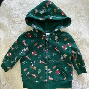 Polo Baby Green Polo Bear Print Zip up Sweater Hoodie Size 6 Months